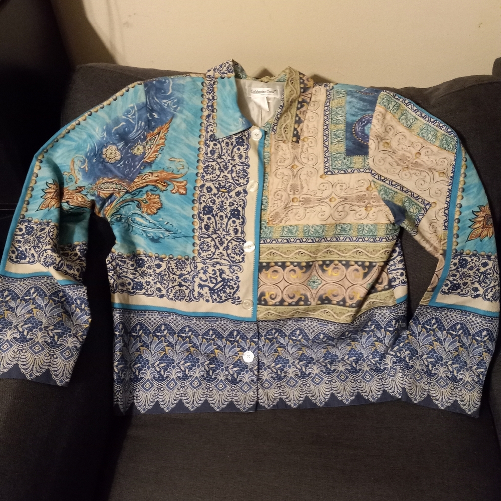 Silk Blend Mixed Patch Print Jacket - image 1